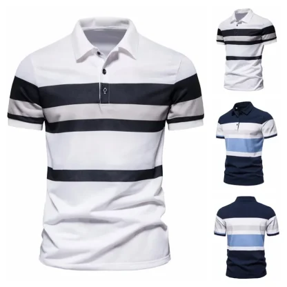 Classic Striped Gold Polo Shirt - Image 2