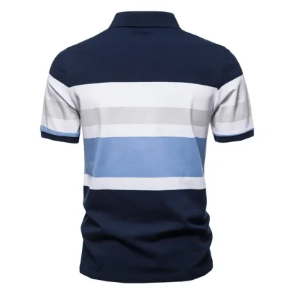 Classic Striped Gold Polo Shirt - Image 3