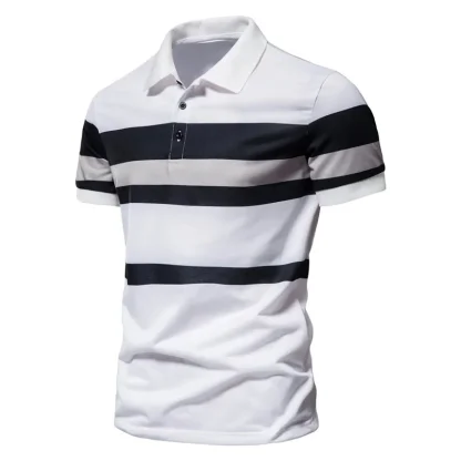 Classic Striped Gold Polo Shirt - Image 5