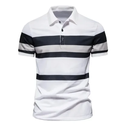 Classic Striped Gold Polo Shirt - Image 6