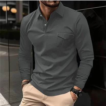 Stylish Long-Sleeve Golf Polo Shirt - Image 3