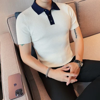 Stylish Knit Golf Polo Shirt - Image 5