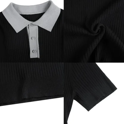 Stylish Knit Golf Polo Shirt - Image 6