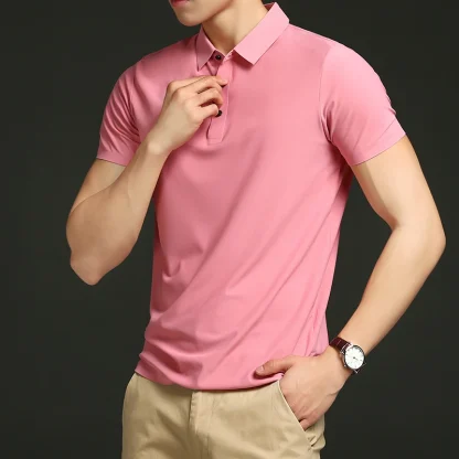 Slim Fit Solid Color Golf Polo - Image 4