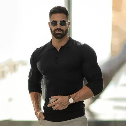 Long Sleeve Slim Fit Golf Polo