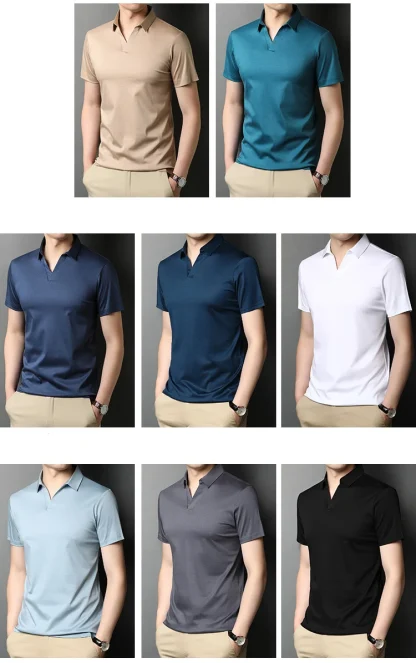 Casual Solid Color Golf Polo Shirt - Image 7