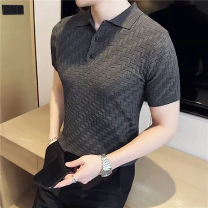 Knitted Button Down Golf Polo - Image 3