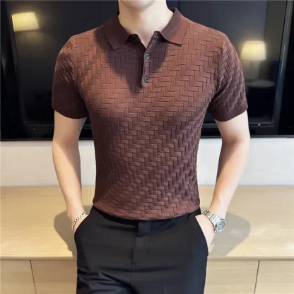 Knitted Button Down Golf Polo - Image 4