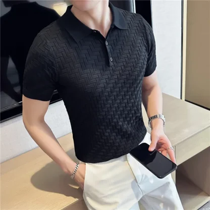 Knitted Button Down Golf Polo - Image 5