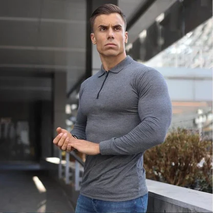 Long Sleeve Slim Fit Golf Polo - Image 5