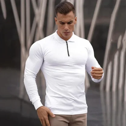 Long Sleeve Slim Fit Golf Polo - Image 2