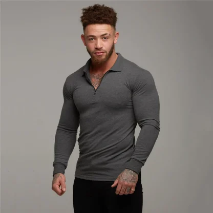Fitted Long Sleeve Golf Polo Shirt - Image 4
