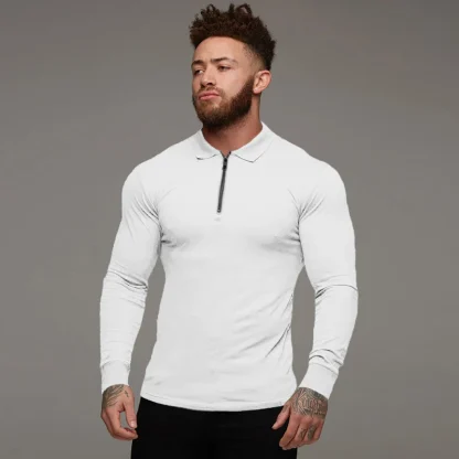 Fitted Long Sleeve Golf Polo Shirt - Image 5