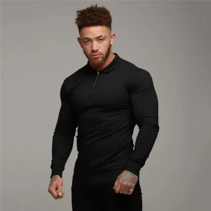 Fitted Long Sleeve Golf Polo Shirt