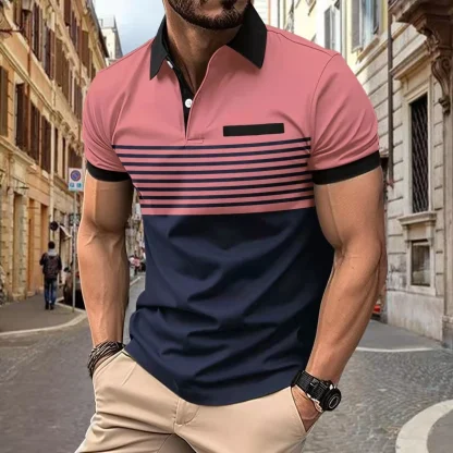 Elite Stripe Contrast Golf Polo - Image 2