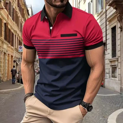 Elite Stripe Contrast Golf Polo - Image 3