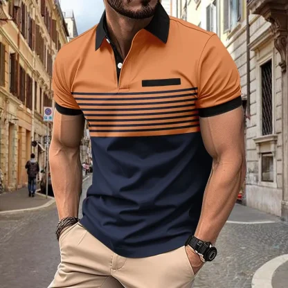 Elite Stripe Contrast Golf Polo - Image 4