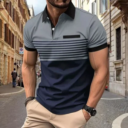 Elite Stripe Contrast Golf Polo - Image 5