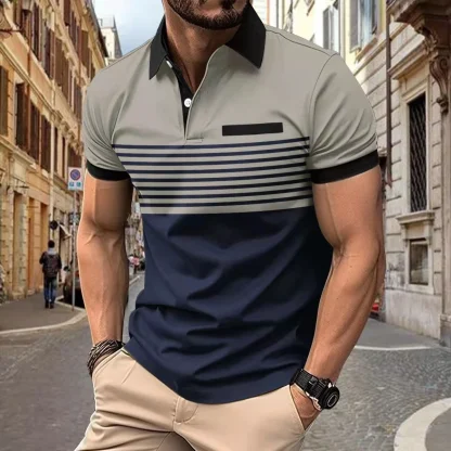 Elite Stripe Contrast Golf Polo