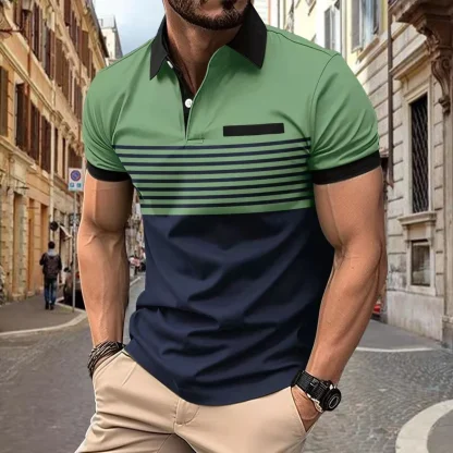 Elite Stripe Contrast Golf Polo - Image 6