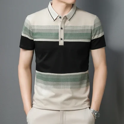 Splicing Short Sleeve Golf Polo Shirt - Image 3