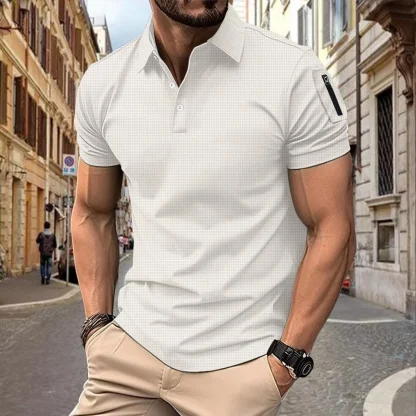 Arm Zipper Golf Polo Shirt - Image 2