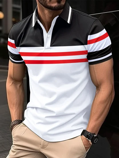 Two-Toned Striped Golf Polo