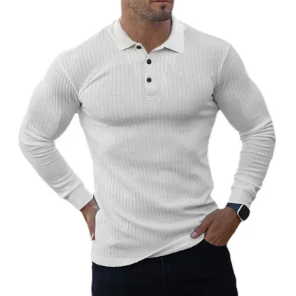 Knit Long Sleeve Golf Polo Shirt - Image 4