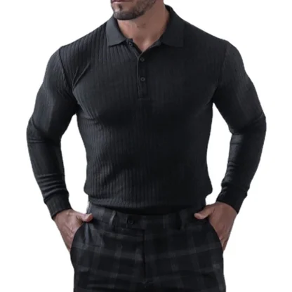 Knit Long Sleeve Golf Polo Shirt