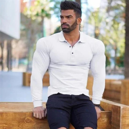 Long Sleeved Fit Golf Polo Shirt - Image 4