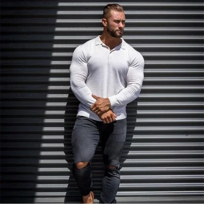 Long Sleeved Fit Golf Polo Shirt - Image 5