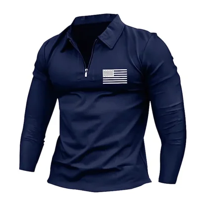 Flag Embroidered Golf Polo Shirt