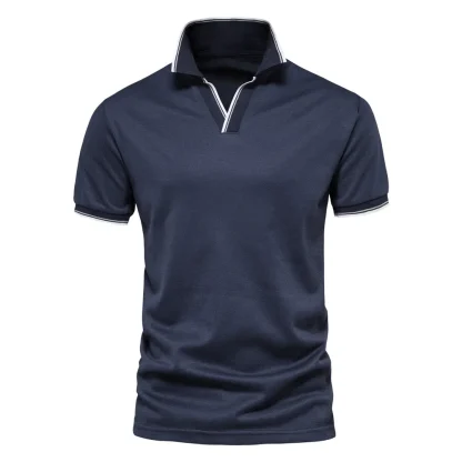 Solid Color V-Neck Golf Polo Shirt