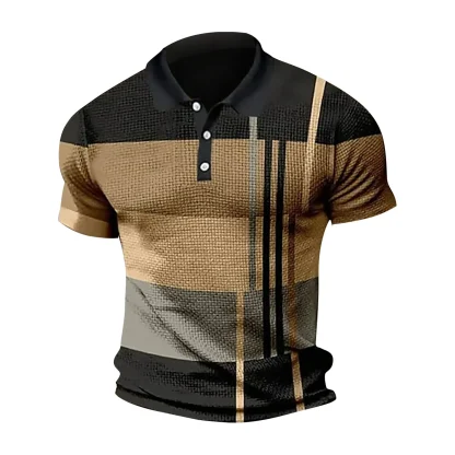 Business Striped Golf Polo Shirt - Image 2