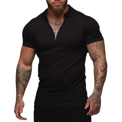 Slim Fit Zipper Sports Golf Polo - Image 3
