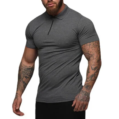 Slim Fit Zipper Sports Golf Polo - Image 4
