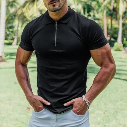 Slim Fit Zipper Sports Golf Polo