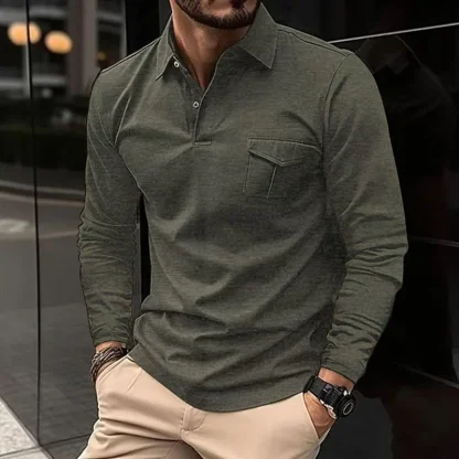 Casual Long-Sleeved Golf Polo - Image 4