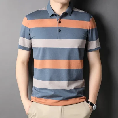 Short Sleeve Striped Golf Polo - Image 2