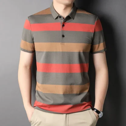 Short Sleeve Striped Golf Polo - Image 3