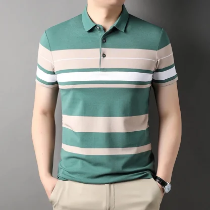 Short Sleeve Striped Golf Polo - Image 5