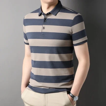 Short Sleeve Striped Golf Polo - Image 6