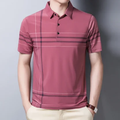 Thin Striped Golf Polo Shirt - Image 4