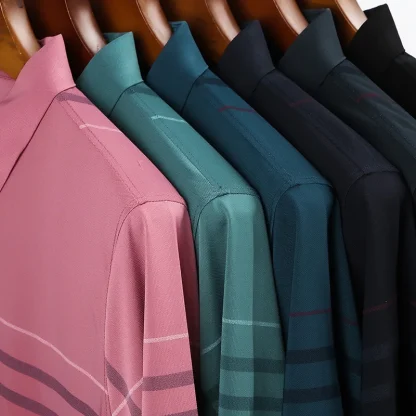 Thin Striped Golf Polo Shirt - Image 3