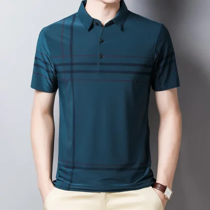 Thin Striped Golf Polo Shirt - Image 5