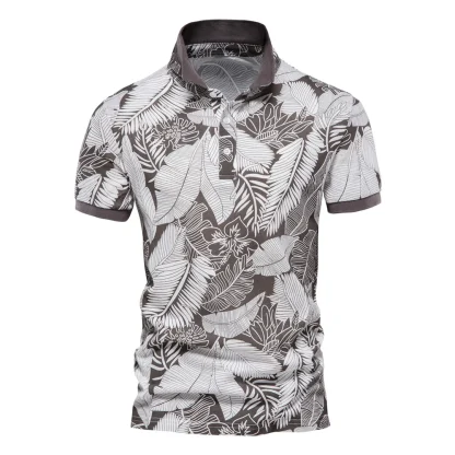Leaf Print Golf Polo Shirt - Image 6