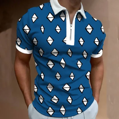 Casual Zipper Golf Polo Shirt - Image 3