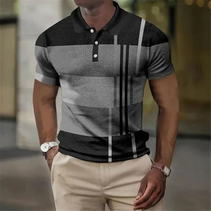 Oversized Striped Golf Polo Shirt - Image 3