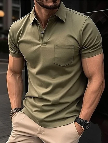 Elegant Pocket Golf Polo Shirt - Image 5