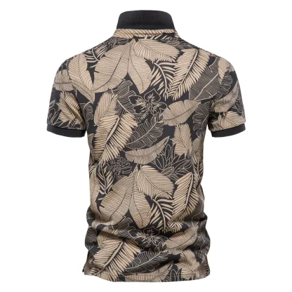 Leaf Print Golf Polo Shirt - Image 2